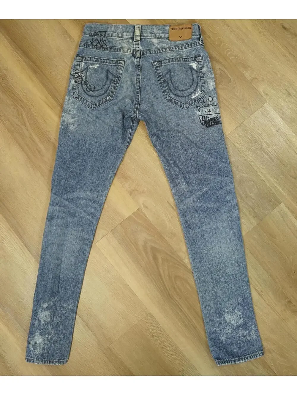 Streetwear Street Artist TRUE RELIGION ROCCO Patchwork‎ Relaxed SKINNY Jean 30